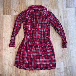 H&M Little Girls Red Plaid Tie Waist Dress Girls Size 10